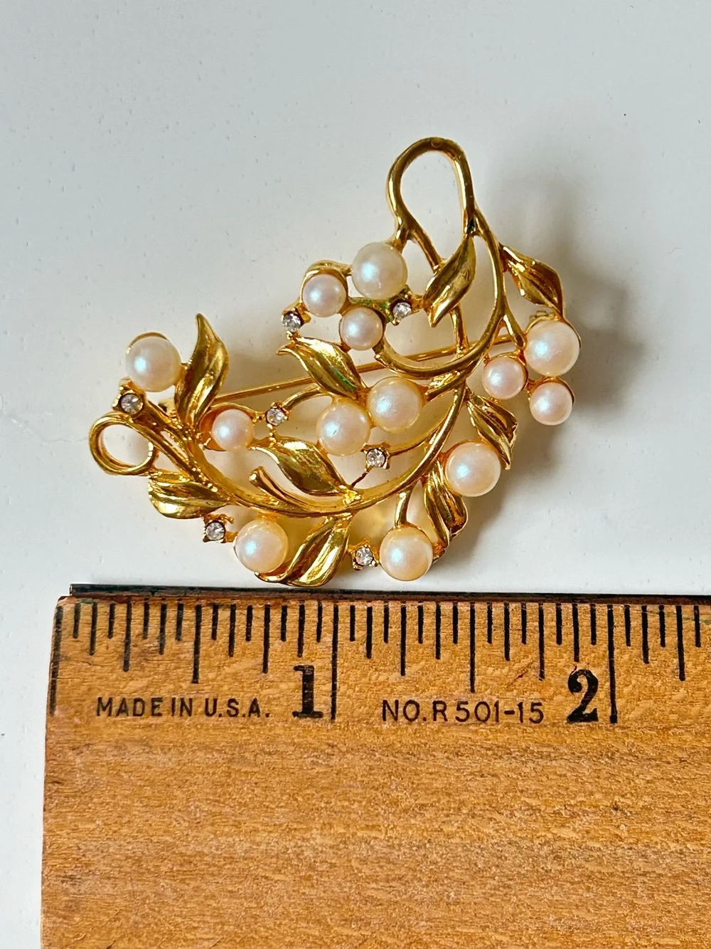 Faux Pearl Accented Brooch 2pc Set